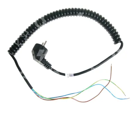 flexošňůra přívodní, PVC, L = 3 m, 3x1 mm2, SPIRÁLA, černá, úhlová vidlice